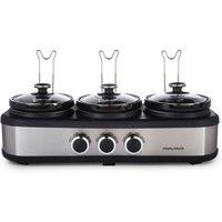 Morphy Richards 3.9L TrioServe Three Pot Slow Cooker in Silver | Size: Medium