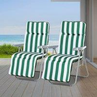 OUTSUNNY Set of 2 Adjustable Sun Lounger Recliner Reclining Seat in Green