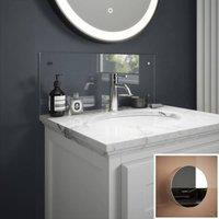 Splashback Crystal Clear Chrome Cap Glass Bathroom s 250 x 600 x 4mm
