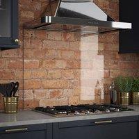 Splashback Crystal Clear Brushed Brass Cap Glass Kitchen s 90cm x 75cm | Size: 90 cm x 75 cm