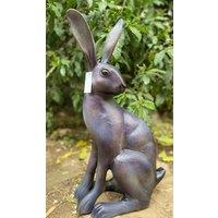 Inspirational Gifting Sitting Hare Garden Sculpture Cast in Aluminium in Bronze