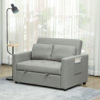 HOMCOM 2 Seater Sofa Bed Convertible Bed Settee with Pillows, Light Grey