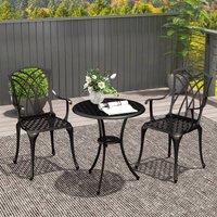 OUTSUNNY 3 PCs Garden Bistro Set Outdoor Garden Furniture Set w/ Umbrella Hole in Bronze