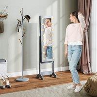 HOMCOM Free Standing LED Mirrored Jewelry Cabinet in Grey