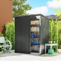OUTSUNNY Grey, 5 x 3.5ft) Metal Garden Shed with Effortless Assembly in Dark Grey