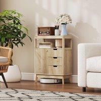HOMCOM Modern Sideboard Storage Cabinet for Living Room Dining Room Bedroom in Natural