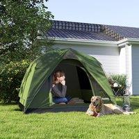 OUTSUNNY 3-4 Person Camping Tent, Waterproof Tent in Dark Green