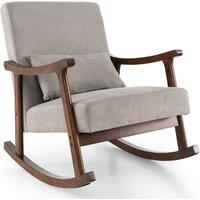 Gymax Rocking Accent Chair Ergonomic Nursery Rocking Chair With Pillow in Grey