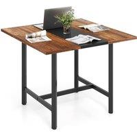 Gymax Square Meeting Room Table Industrial 4-Person Conference Table in Brown