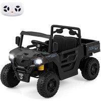 Gymax Ride On Toy Dumper Truck With Electric Dump Bed & Music LED Lights in Black