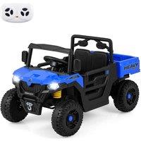 Gymax Ride On Toy Dumper Truck With Electric Dump Bed & Music LED Lights in Blue
