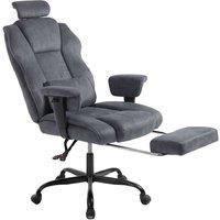 Levede Ergonomic Office Chair Suede Fabric Wide Seat Recline Footrest in Grey
