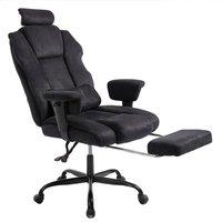 Levede Ergonomic Office Chair Suede Fabric Wide Seat Recline Footrest in Black