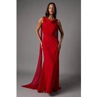 Coast Women's Chiffon Detail Cowl Back Crepe Maxi Dress in Red | Size: 18