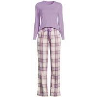 Lands' End Women's Cotton-Modal/Flannel Pyjama Set in Violet | Size: 20