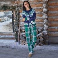 Lands' End Women's Cotton-Modal/Flannel Pyjama Set in Emerald | Size: 20