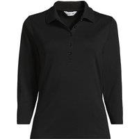 Lands' End Women's Three-Quarter Sleeve Polo Shirt in Black | Size: 14-16