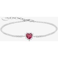THOMAS SABO Women's Romance Silver Ruby & Cubic Zirconia Heart Bracelet A2188-013-10-L19V | Size: Adjustable