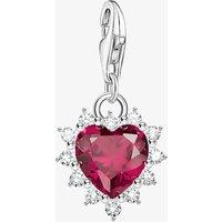 THOMAS SABO Women's As We Love Silver Ruby Cubic Zirconia Heart Dropper Charm 2204-013-10