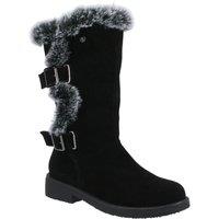 Hush Puppies Women's 'Megan' Suede Leather Mid Boots in Black | Size: 6