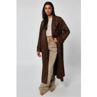Urban Bliss Women's Faux Suede Leopard Trench in Brown | Size: 16
