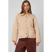 Urban Bliss Women's Washed Quilted Coat in Natural | Size: 14