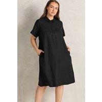 Evans Women's Premium Linen Shirt Dress in Black | Size: 18