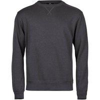 TEE JAYS Men's Ribbed Interlock Crew Neck Sweatshirt in Dark Grey | Size: Medium