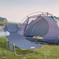 OUTSUNNY Sun Lounger with Reading Hole, Folding Garden Lounger in Grey