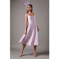 Coast Women's Petite Belted Twill Midi Dress in Lilac | Size: 8