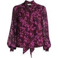 Lands' End Women's Chiffon Blouse with Removable Neck Tie in Burgundy | Size: 24-26