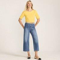 Lands' End Women's Cropped Wide Leg Jeans in Mid Blue | Size: 16