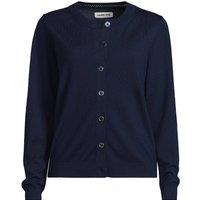 Lands' End Women's Petite Merino Crew Neck Cardigan in Navy | Size: Medium