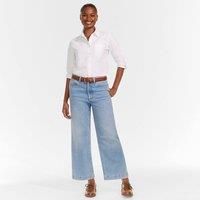 Lands' End Women's Wide Leg Cropped Jeans, High Waisted in Mid Blue | Size: 14