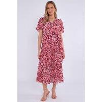 Gini London Women's Pink Animal Print Wrap Pleated Midi Dress | Size: 10