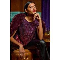 Roman Women's Ombre Sequin Tunic Top in Cerise | Size: 18