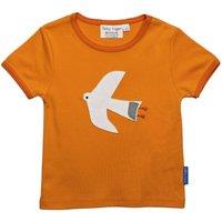 Toby Tiger Seagull Applique Short-Sleeved T-Shirt in Orange | Size: 4-5 Years