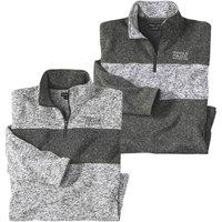 Atlas for Men Men's Brushed Fleece Jumper Pack of 2 in Pale Grey | Size: Medium