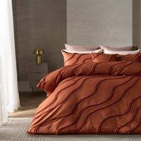OHS Tufted Contour Bedding Set Duvet Cover with Pillowcase in Burnt Orange | Size: Single