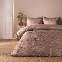 OHS Crinkle Bedding Set Microfibre Duvet Cover with Pillowcase in Bronze | Size: Double