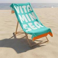 OHS Vitamin Sea Beach Towel Bath Travel Quick Dry Microfibre Absorbent in Aqua