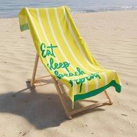 OHS Eat Sleep Beach Towel Bath Travel Quick Dry Microfibre Absorbent in Yellow