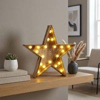 Garden Greatness Wooden Star LED Light Decoration in Beige