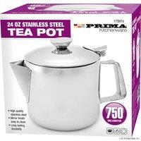 BARGAINS-GALORE Stainless Steel Mirror Finish 24 Oz Kitchen Coffee Tea Pot 0.75 Litres in Metallic Silver