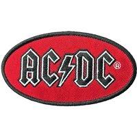 AC/DC Patch Classic Band Logo Oval new Official Red Iron On in Black