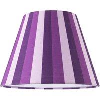 Happy Homewares Multi Colour Striped Linen Coolie Lamp Shade with White Cotton Inner in Purple | Size: 10 inches