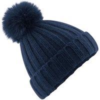 Beechfield Verbier Faux Fur Pom Pom Beanie in Navy