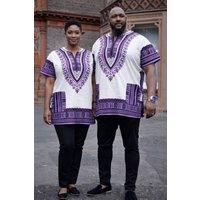 JTAPHRIQUE Unisex Dashiki Shirt in White | Size: Large
