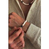 Outrage London Men's 18K Gold Personalised Lapis Lazuli Pearl Bracelet | Size: Adjustable