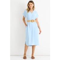 Gini London Women's Blue Air Flow Belted Oversized Dress in Light Blue | Size: Medium/Large